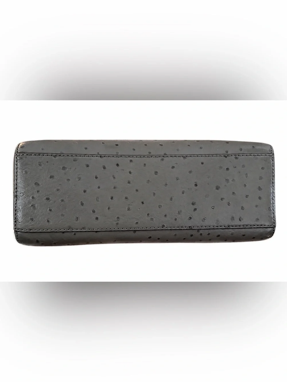KATE SPADE New York Gray Ostrich-Embossed Leather Dome Satchel Crossbody Bag - Picture 15 of 16